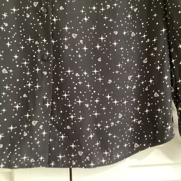 Frame Noir Diamond Sky Star Print 100% Silk Shirt Size S $289 Ruffle Button Down - Picture 9 of 15